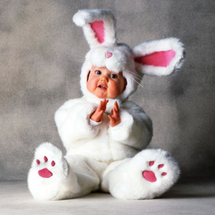 Меховой костюм Мой зайка (белый зайчонок) на детей 12-18 мес.
